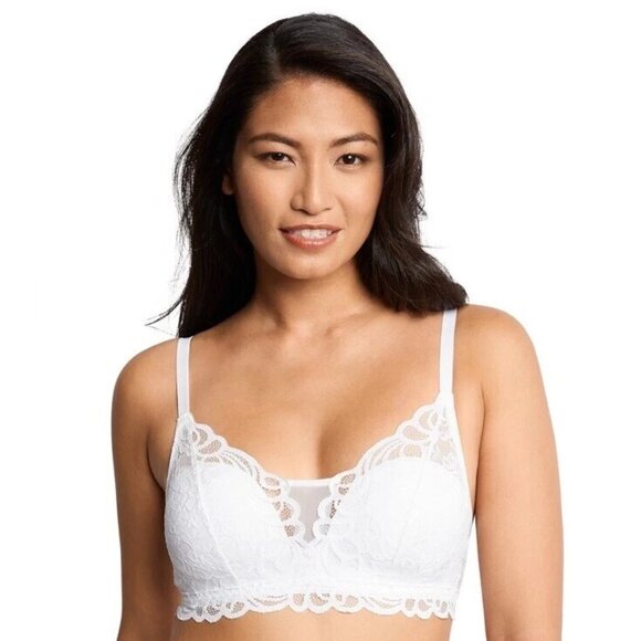Bali Women's Lace Desire Wireless Bra Lacy Full-coverage 2XL White padded - Picture 1 of 6